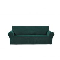 Univerzální napínací potah na pohovku - Tmavě zelený Fleece, dvoumístná sedačka
