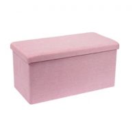 Skládací sedací taburet s úložným prostorem - Růžový