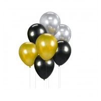 Sada balónků - Černé, zlaté a stříbrné, 7 kusů