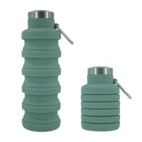 Skládací silikonová láhev 550 ml - Zelená