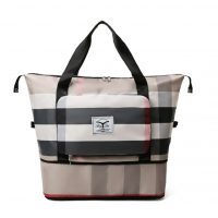 Skládací cestovní velkokapacitní taška - Zeleno růžová kostka