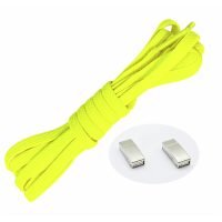 Elastické tkaničky do bot široké - Typ D - magnetické zacvakávací, jeden pár - Neonově zelené, 100 cm