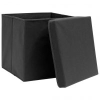 Skládací úložný box s víkem - Černý
