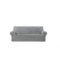 Univerzální napínací potah na pohovku - Světle šedý Fleece, dvoumístná sedačka