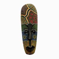 Ručně malovaná nástěnná maska v africkém stylu - 29 x 10 cm