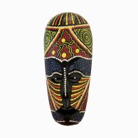 Ručně malovaná nástěnná maska v africkém stylu - 25 x 11 cm