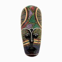 Ručně malovaná nástěnná maska v africkém stylu - 24,5 x 10,5 cm