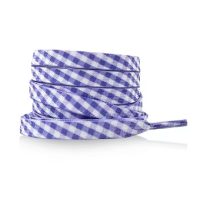 Široké tkaničky s kostkovaným potiskem, jeden pár - Fialové, 120 cm
