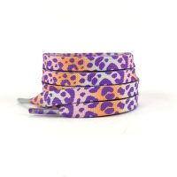 Široké tkaničky s leopardím potiskem, jeden pár - Fialové, 120 cm