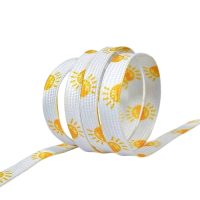 Široké tkaničky s potiskem, jeden pár - Sluníčka, 120 cm