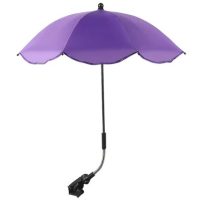 Nastavitelný deštník s UV ochranou a upevněním na kočárek - Fialový
