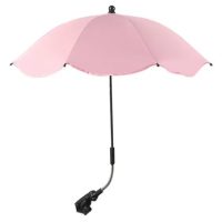 Nastavitelný deštník s UV ochranou a upevněním na kočárek - Světle růžový