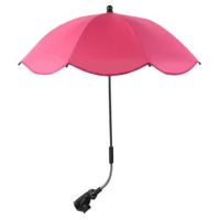 Nastavitelný deštník s UV ochranou a upevněním na kočárek - Tmavě růžový