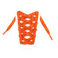 Široké tkaničky s květinovým potiskem, jeden pár - Oranžovo červené, 120 cm