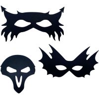 Filcové masky na Halloween - Černé, 3 ks