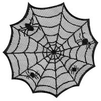 Krajkové prostírání s motivem pavučiny – Černé, 4 ks