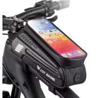 Vodotěsná brašna na rám s kapsou na mobil - Černá, 1,5 litru