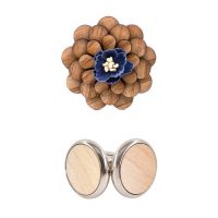 Set manžetových knoflíčků a brože - Květinová brož s tmavě modrým středem
