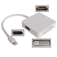 Redukce Mini DisPlay Port na HDMI, DVI a DisplayPort - Bílá