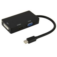 Redukce/hub Mini displayPort na HDMI, VGA a DVI - Černá