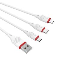 Borofone multifunkční kabel 3v1 (lightning, micro USB, USB-C) 1 m 5V/2.4A