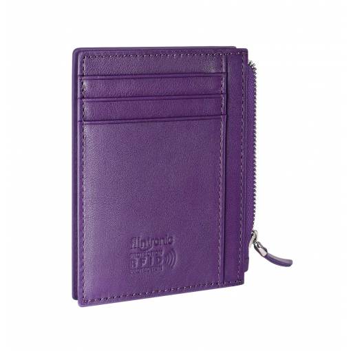 Foto - Flintronic mini kožená peněženka s RFID ochranou - Fialová se zipem