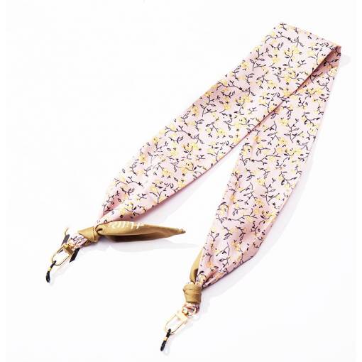 Foto - Hedvábný šátek na brýle - Květinový, růžový