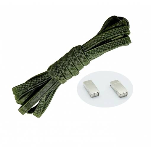 Foto - Elastické tkaničky do bot široké - Typ D - magnetické zacvakávací, jeden pár - Zelené, 100 cm
