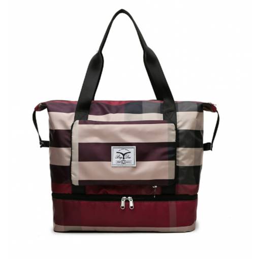 Foto - Cestovní velkokapacitní sportovní taška - Tmavě růžová kostka