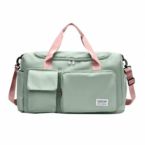 Foto - Velkokapacitní cestovní Gym sportovní taška - Zeleno růžová