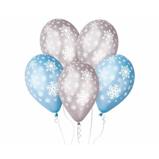 Foto - Prémiové balónky 12" - Sněhové vločky, 5 kusů