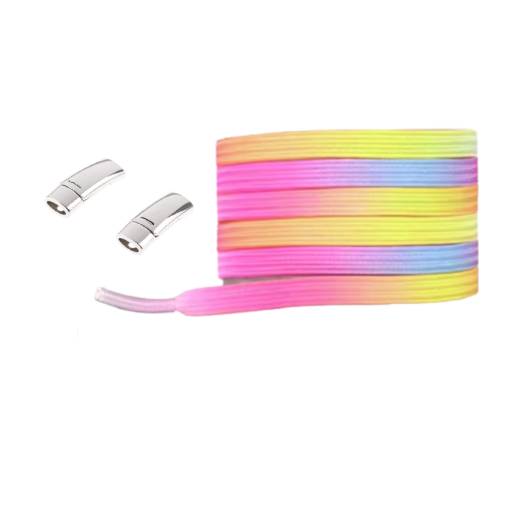 Foto - Elastické tkaničky do bot magnetické zacvakávací, jeden pár - Duhové, 100 cm