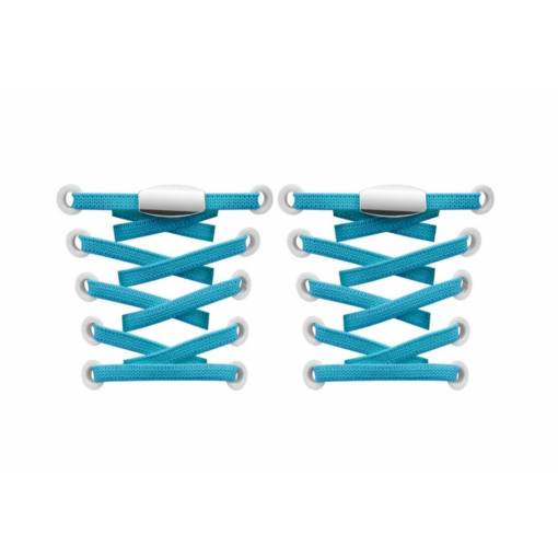 Foto - Elastické tkaničky do bot široké - Typ E - zacvakávací, dvojitá koncovka, jeden pár - Nebesky modré, 100 cm