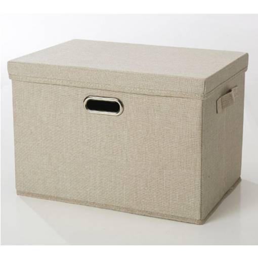 Foto - Skládací úložný box s víkem, velikost L- Béžový