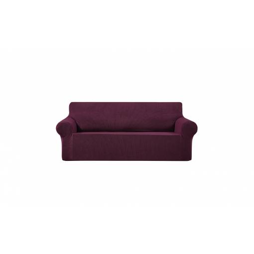 Foto - Univerzální napínací potah na pohovku - Tmavě červený Fleece, dvoumístná sedačka