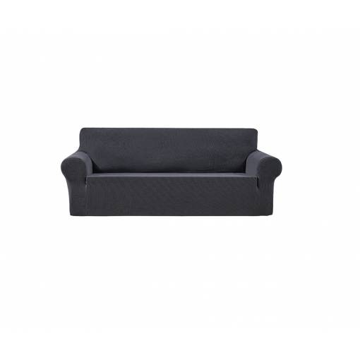 Foto - Univerzální napínací potah na pohovku - Tmavě šedý Fleece, dvoumístná sedačka