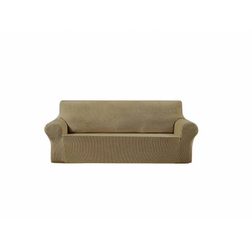 Foto - Univerzální napínací potah na pohovku - Světle hnědý Fleece, dvoumístná sedačka