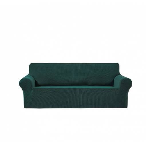 Foto - Univerzální napínací potah na pohovku - Tmavě zelený Fleece, trojmístná sedačka