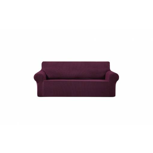 Foto - Univerzální napínací potah na pohovku - Tmavě červený Fleece, trojmístná sedačka