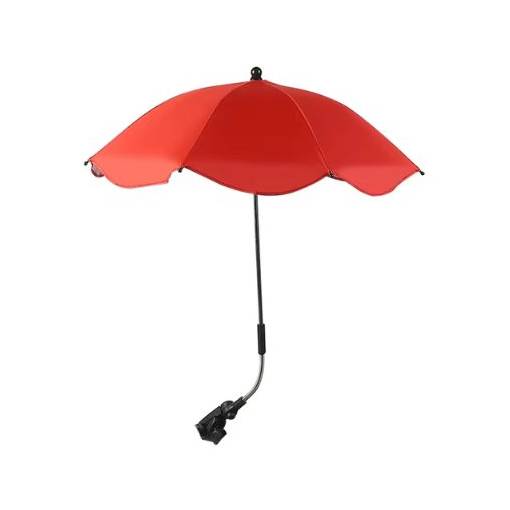 Foto - Nastavitelný deštník s UV ochranou a upevněním na kočárek - Červený