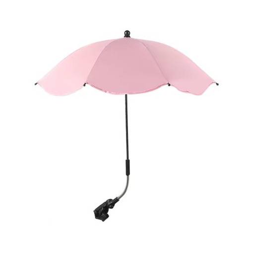 Foto - Nastavitelný deštník s UV ochranou a upevněním na kočárek - Světle růžový