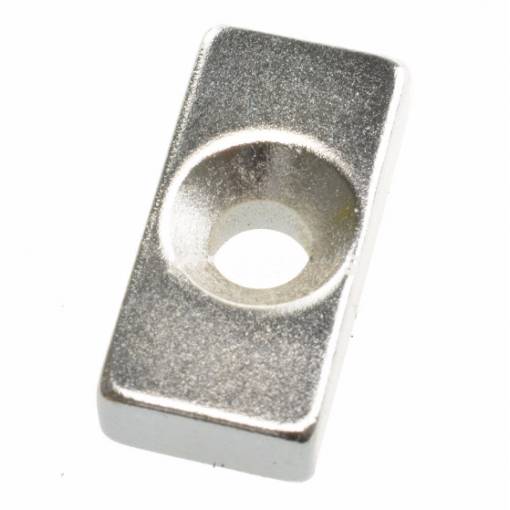 Foto - Silný neodymový kvádrový magnet s otvorem - 20 x 10 x 5 mm
