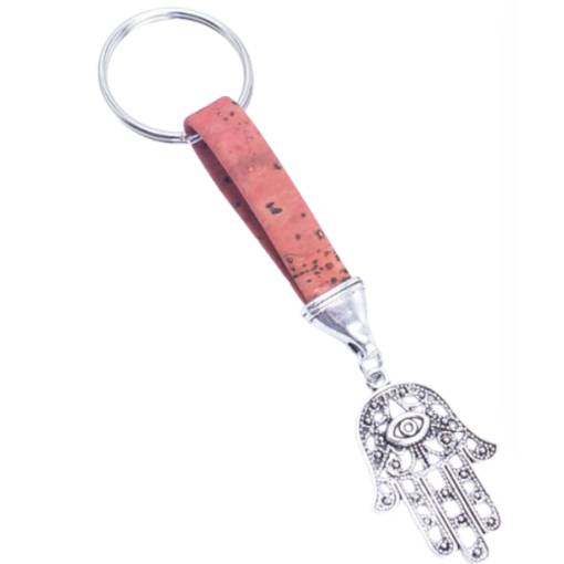 Foto - Korkový přívěsek na klíče, Ruka Fátimy - Růžový