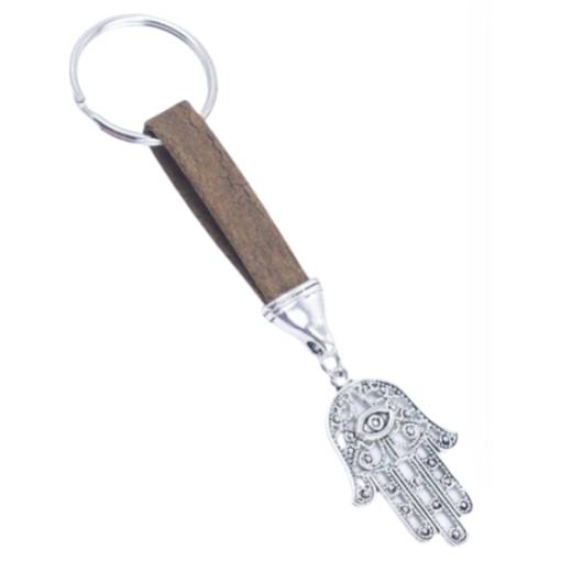 Foto - Korkový přívěsek na klíče, Ruka Fátimy - Hnědý