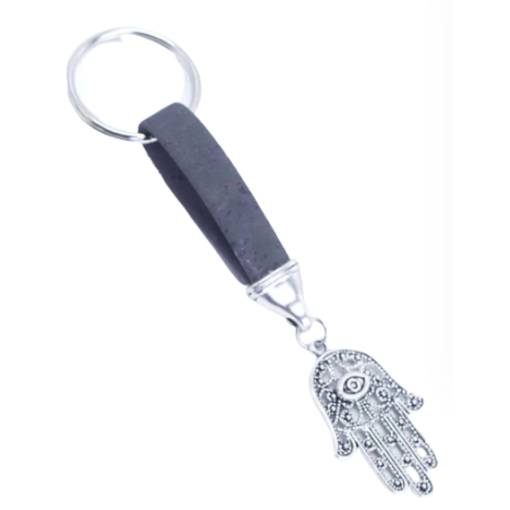 Foto - Korkový přívěsek na klíče, Ruka Fátimy - Šedý