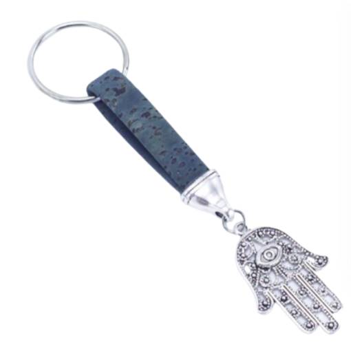 Foto - Korkový přívěsek na klíče, Ruka Fátimy - Tyrkysový