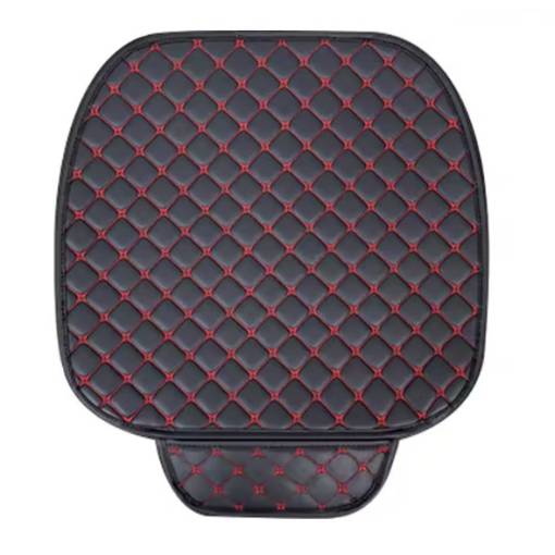 Foto - Kožený chránič na autosedačku - Černý s červeným prošíváním