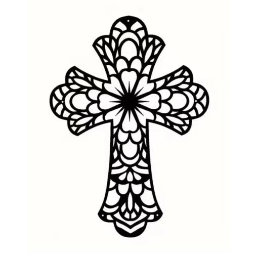 Foto - Kovová dekorace 30 x 21 cm - Ornamentální kříž