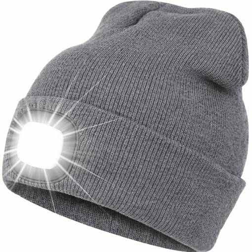 Foto - Čepice s LED světlem – Šedá