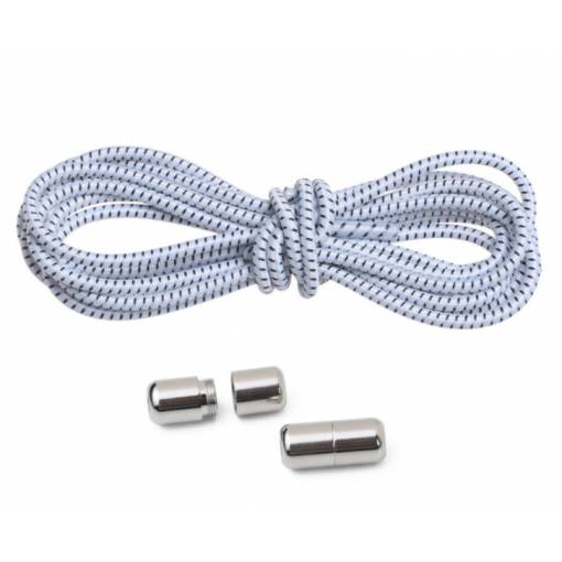 Foto - Elastické tkaničky do bot, jeden pár - Bílo černé, 100 cm